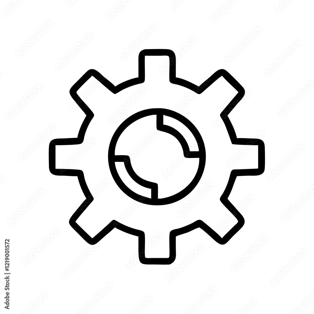 Simple black vector icon of a gear symbol for settings and configuration Simple black vector icon of a gear symbol for settings and configuration