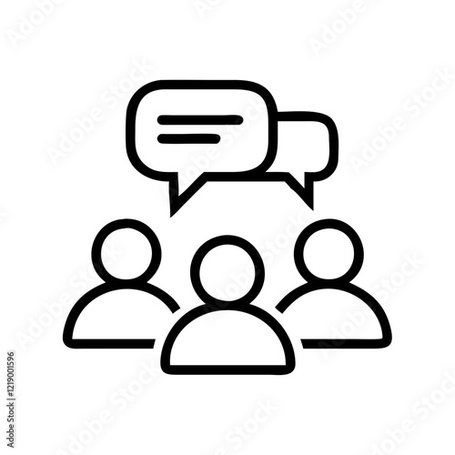 Simple black vector icon of a group chat bubble for communication