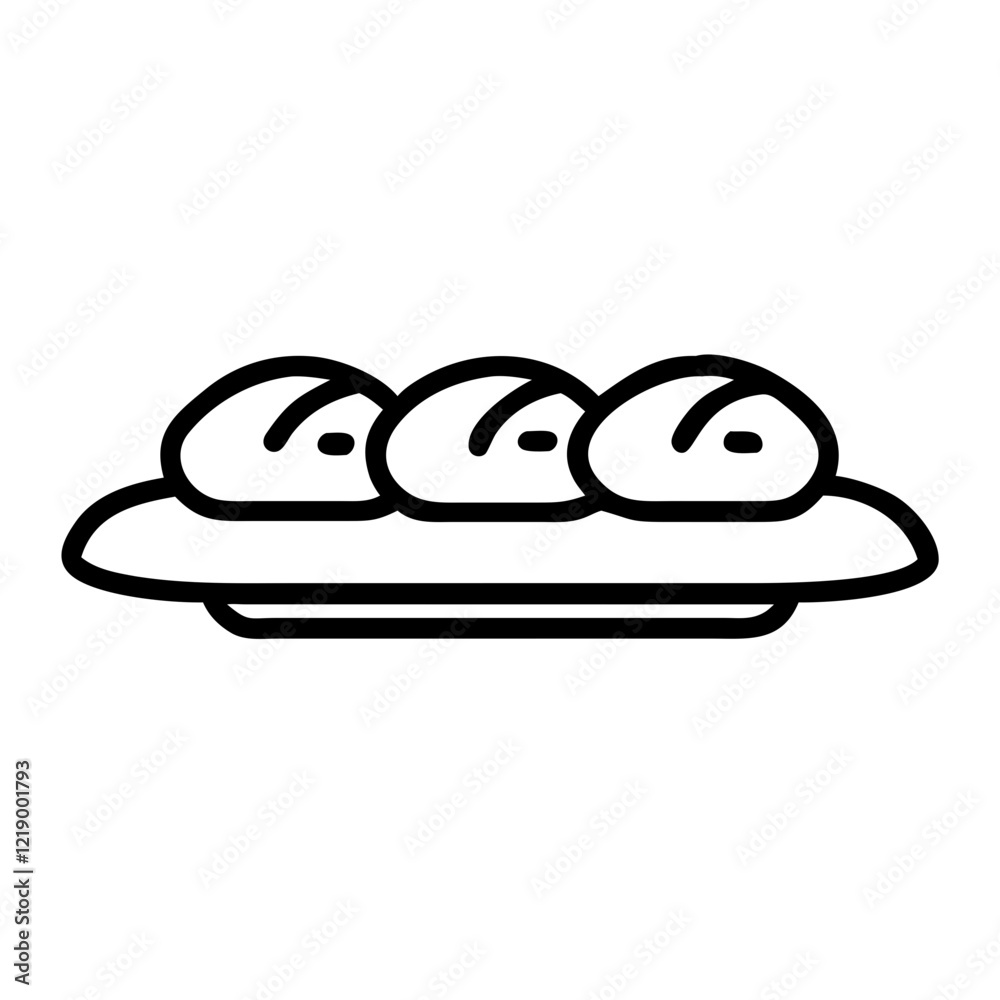 simple black plate of sushi icon with three pieces simple black plate of sushi icon with three pieces