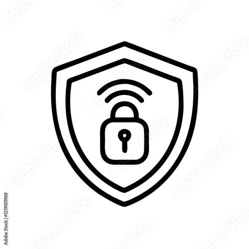 Black vector VPN shield icon representing online security and privacy protection