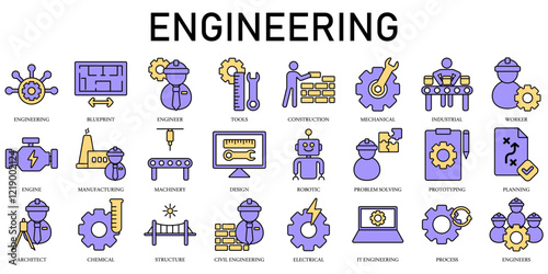 Set of Engineering Icons or symbols Vector fully editable file
