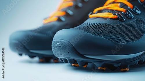 A close-up of a pair of cycling shoes with SPD cleats on a white isolated background photo