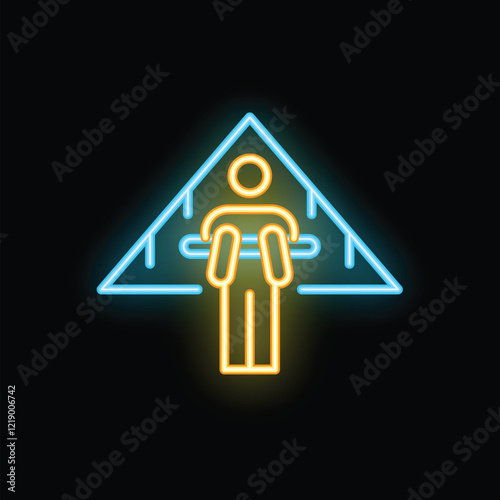 Neon sign representing a man lifting weights, perfect for attracting customers to a gym or fitness center