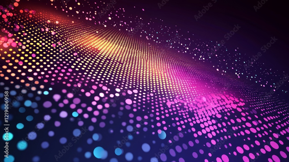 Abstract colorful light dots wave, digital art background Abstract colorful light dots wave, digital art background
