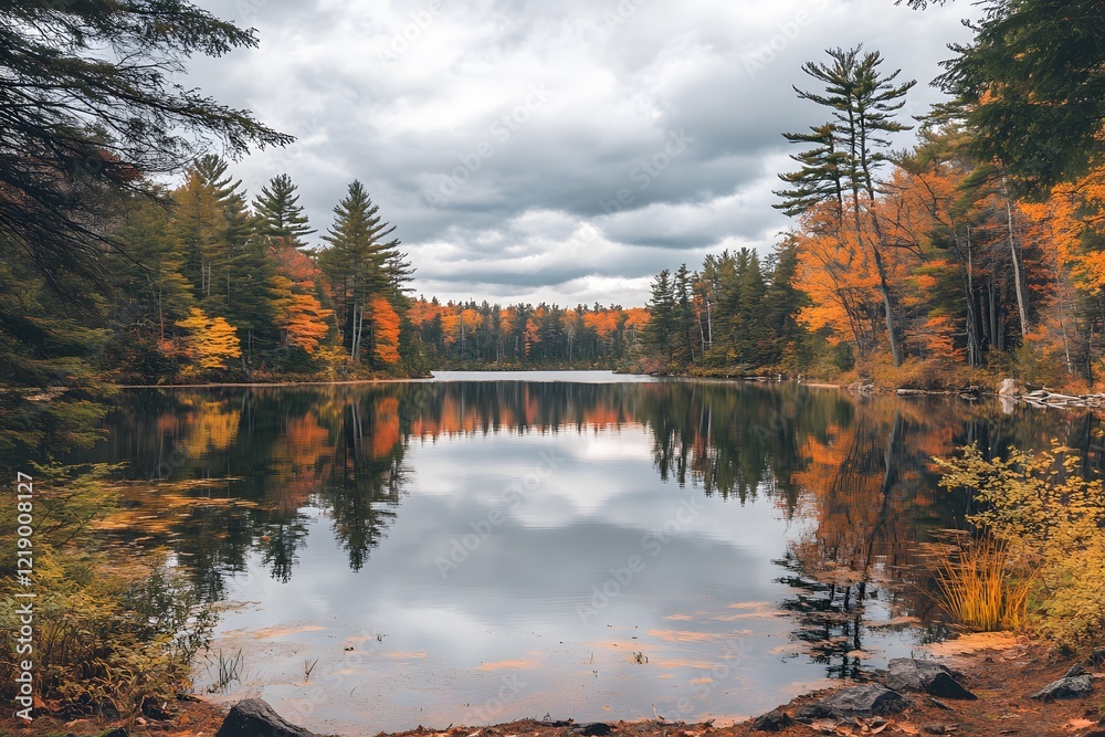 Naklejka premium autumn in the mountains, Generative AI