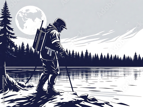 silhouette of a person with a backpack