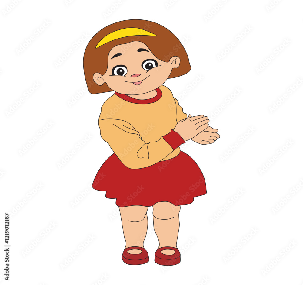 girl. Cheerful Little Girl Clapping with Joy Happy Childhood Vector Illustration. girl. Cheerful Little Girl Clapping with Joy Happy Childhood Vector Illustration.