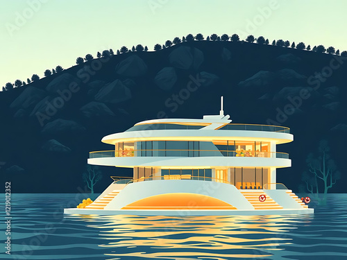 illustration cruise ship in the sea