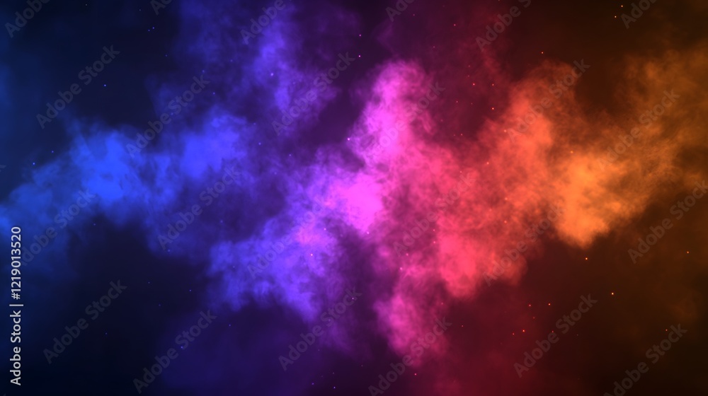 Naklejka premium Abstract Cosmic Nebula Cloudscape: Vibrant Blue and Red Space Background