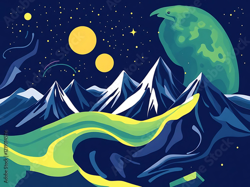 night landscape with moon