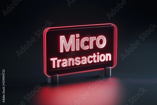 Red illuminated sign displaying the concept of micro transactions for online purchases at a digital store