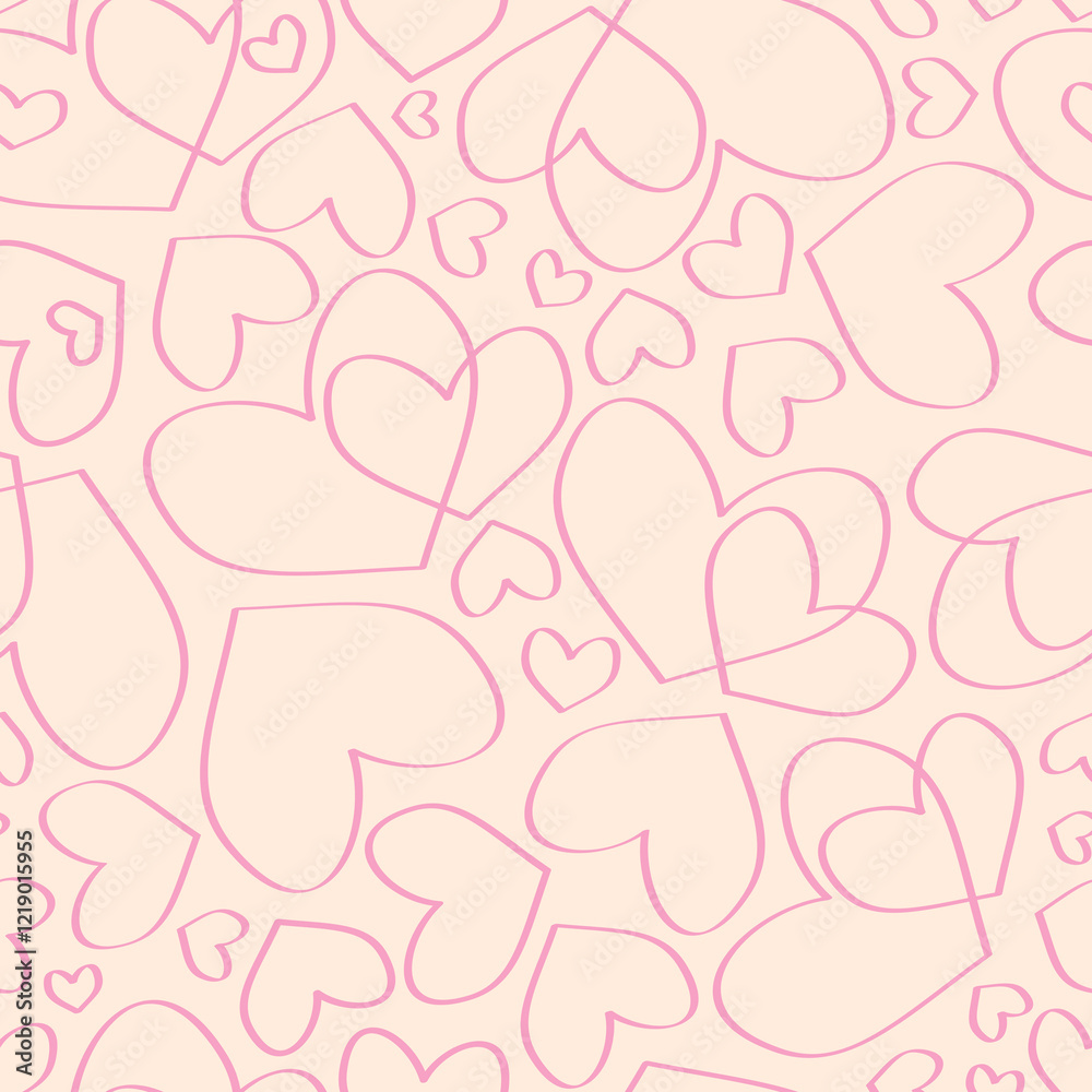 Retro Valentine's Day romantic seamless pattern with cute cartoon hearts. Love background for february 14 Retro Valentine's Day romantic seamless pattern with cute cartoon hearts. Love background for february 14