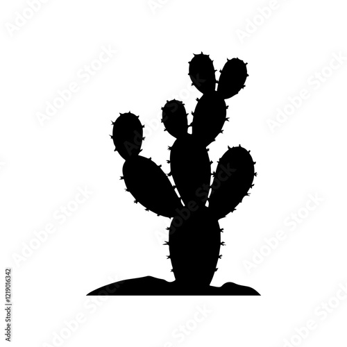 Prickly pear cactus silhouette icon vector illustration design on white background.