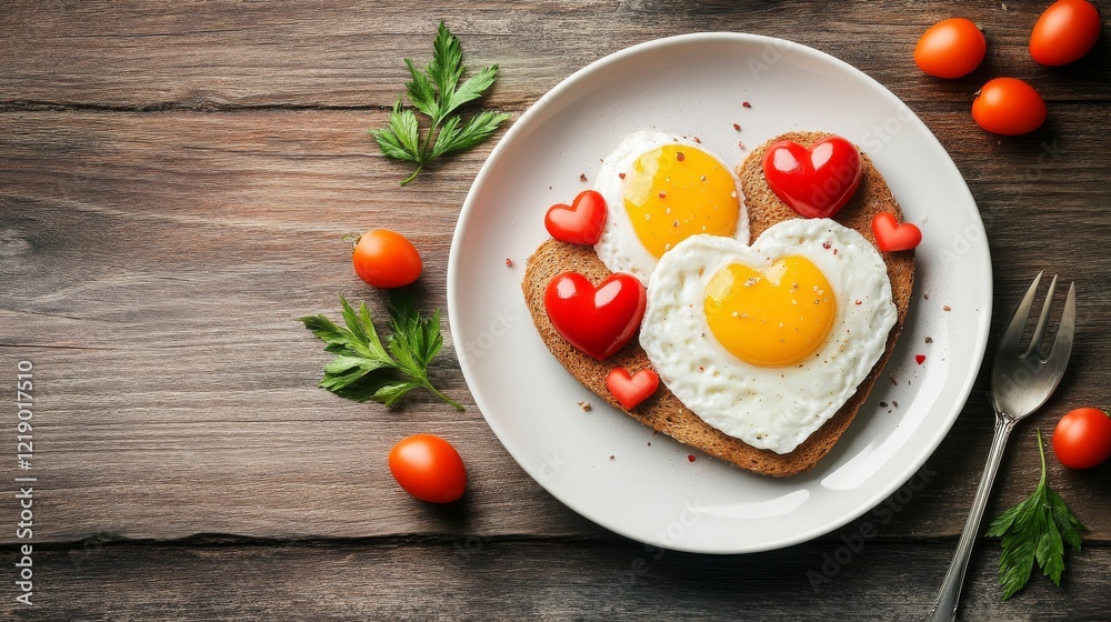 Valentine's Day themed breakfast, Generative AI, Valentine's Day themed breakfast, Generative AI,