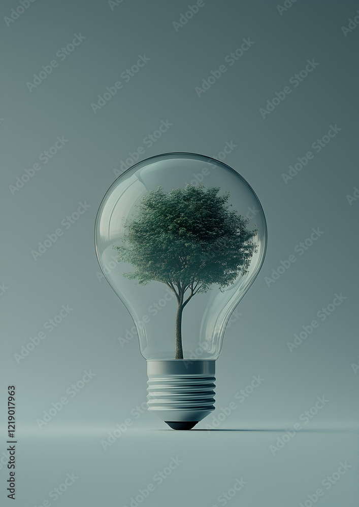 green tree growing in the shape of a light bulb, isolated on a white background. green tree growing in the shape of a light bulb, isolated on a white background.