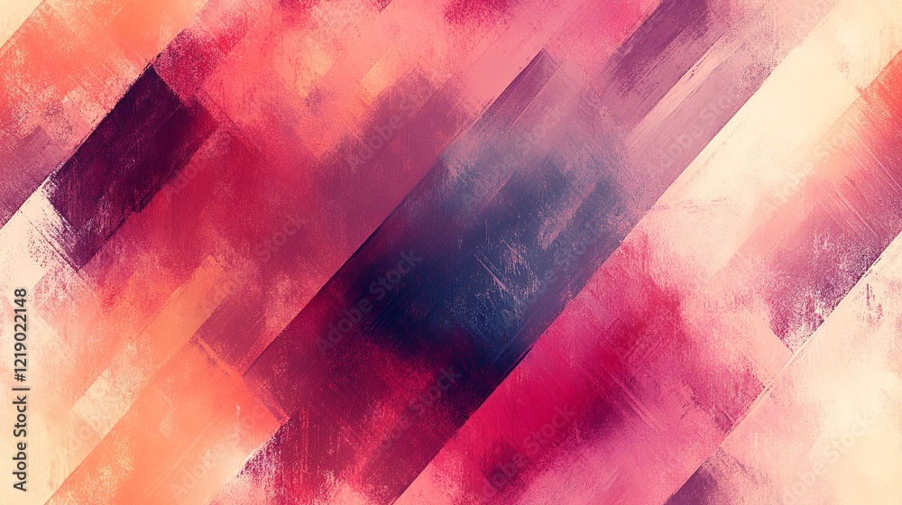 Naklejka premium Abstract diagonal brushstrokes, red, orange, purple hues, textured background, ideal for website banners