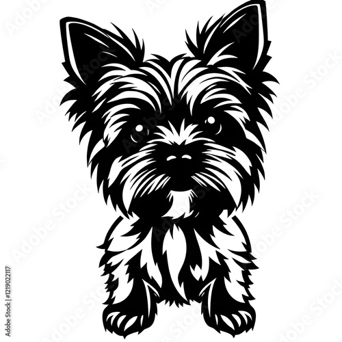 Yorkshire terrier dog illustration icon, black silhouette vector