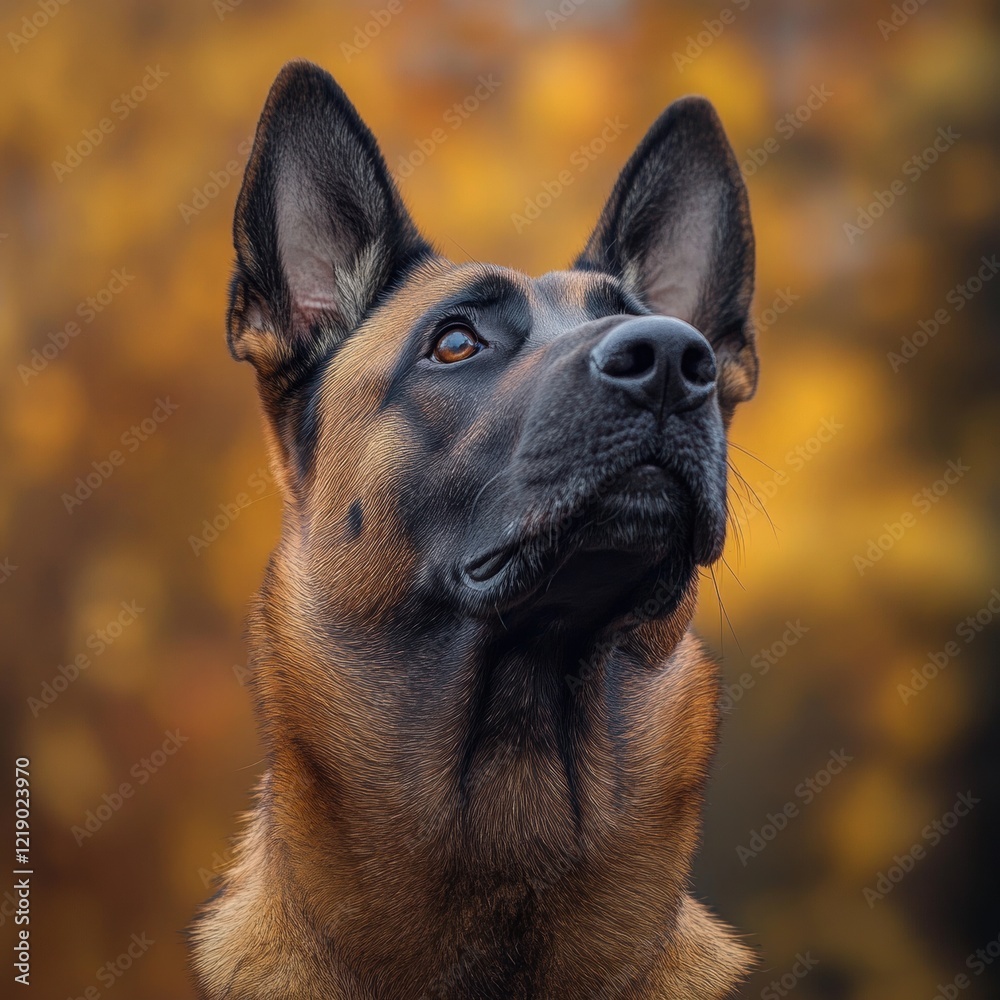 Close-up of a Belgian Malinois rescue dog, showcasing its alert expression and strong features. A symbol of loyalty, intelligence, and bravery in rescue operations. Close-up of a Belgian Malinois rescue dog, showcasing its alert expression and strong features. A symbol of loyalty, intelligence, and bravery in rescue operations.