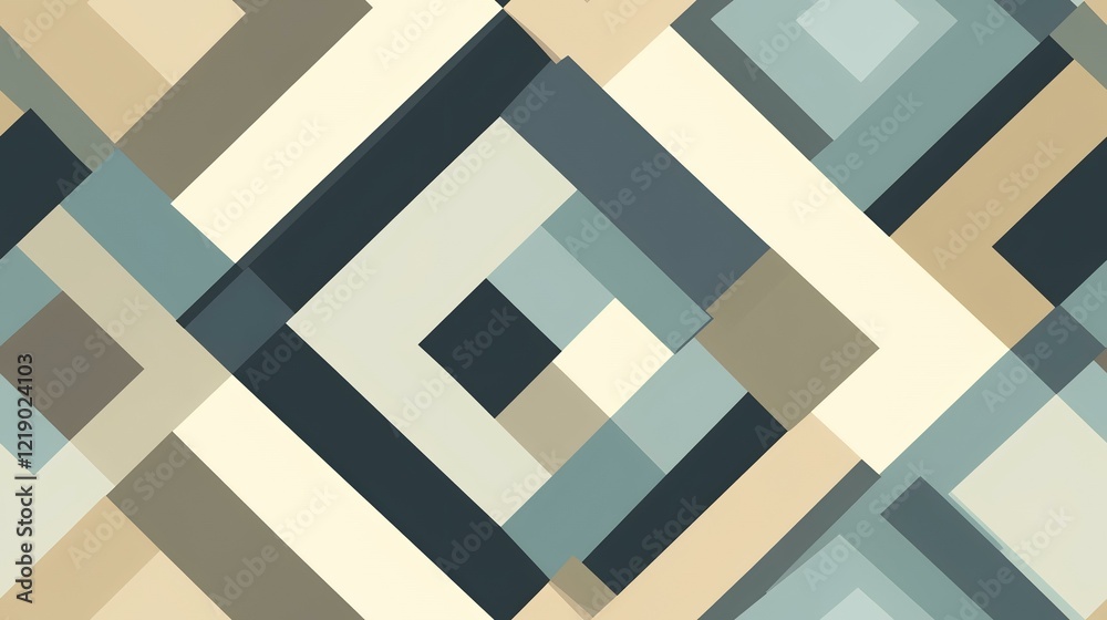 Abstract geometric pattern, beige and blue squares, intersecting lines, background texture, design element Abstract geometric pattern, beige and blue squares, intersecting lines, background texture, design element