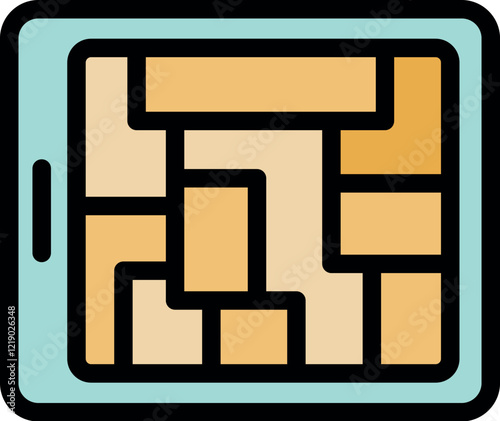 Engaging puzzle game on a tablet, featuring colorful geometric shapes, provides entertainment and mental stimulation