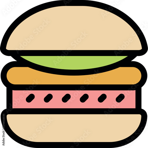 Tasty hamburger with fresh lettuce, juicy patty, and soft bread bun, representing fast food and delicious meals