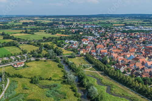 Blick auf die sehenswerte Kreisstadt Gunzenhausen an der Altmühl in Mittelfranken
