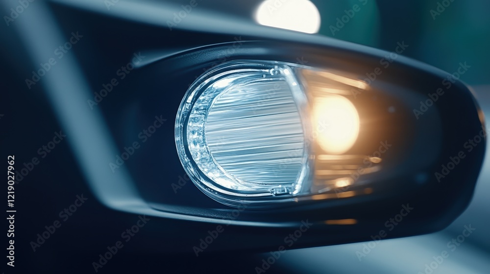 Close-Up of Car Headlight with Bright Light and Sleek Design Close-Up of Car Headlight with Bright Light and Sleek Design