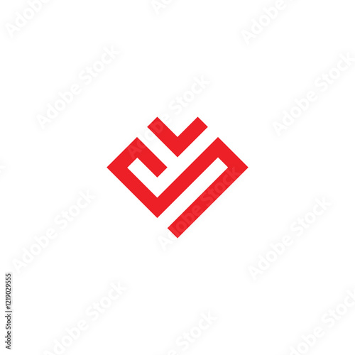 Letter Sv heart, square geometric symbol simple logo vector