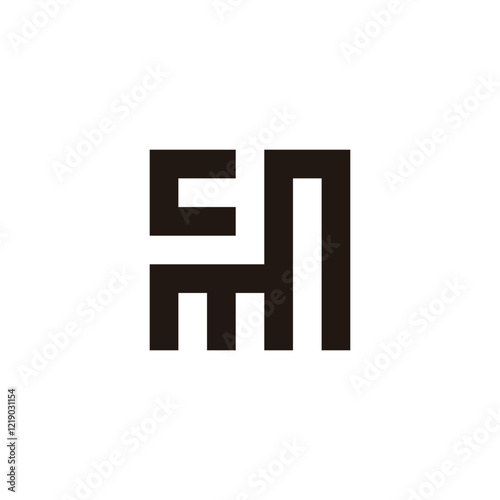 Letter cm square unique, geometric symbol simple logo vector