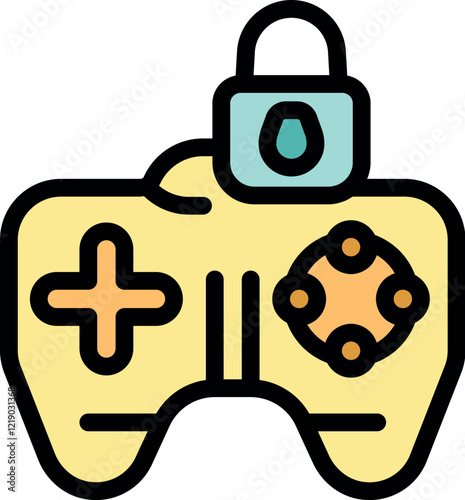 Padlock securing a game controller symbolizing parental control, gaming restrictions, and child safety online