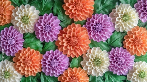Wallpaper Mural Beautifully crafted, the chrysanthemum flower wall displays a rich palette of red, orange, pink, purple, green, and white blooms, perfect for an elegant and vibrant wedding decoration. Torontodigital.ca