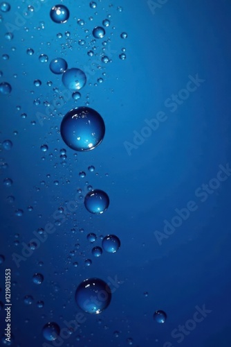 Wallpaper Mural Several glistening water drops against a deep blue backdrop, blue, pure Torontodigital.ca