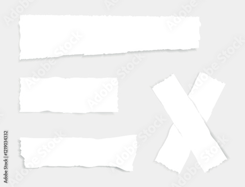 Elements of torn paper on a light plain background
