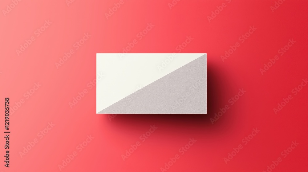 Minimal White Block Against Bright Red Background Minimal White Block Against Bright Red Background