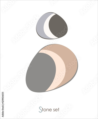 Stones of different colors and shapes from a set of natural textures for design or yoga, logos or drawings. Vector.