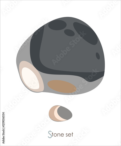 Stones of different colors and shapes from a set of natural textures for design or yoga, logos or drawings. Vector.