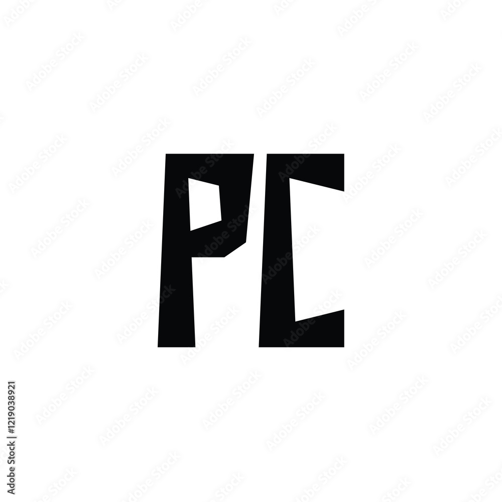 Fototapeta premium PC monogram logo design letter text name symbol monochrome logotype alphabet character simple logo