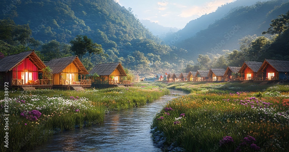 Naklejka premium swiss alpine village