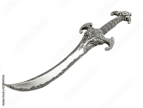 Isolated Silver Decorative Scimitar
