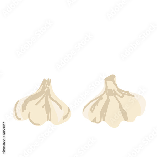 Vector illustration of Georgian food of khinkali in doodle style. Khinkali, food of Georgia. Hand drawn vector art.
