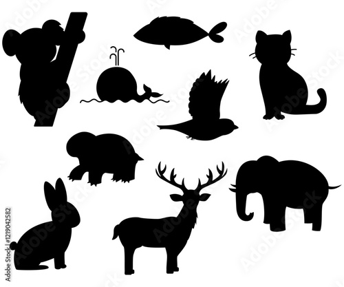 Wild life animals collection zoo silhouette illustration