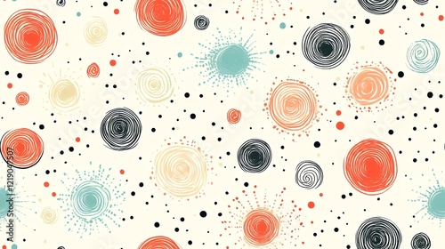 Colorful abstract swirls and dots pattern, perfect for textile or website background