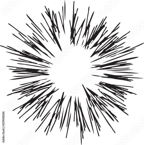 Circular starburst explosion texture. Distressed uneven grunge background. Abstract vector illustration. Overlay to create interesting effect and depth. Isolated on white background.