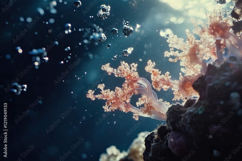 Underwater coral reef scene with bubbles. Underwater coral reef scene with bubbles.