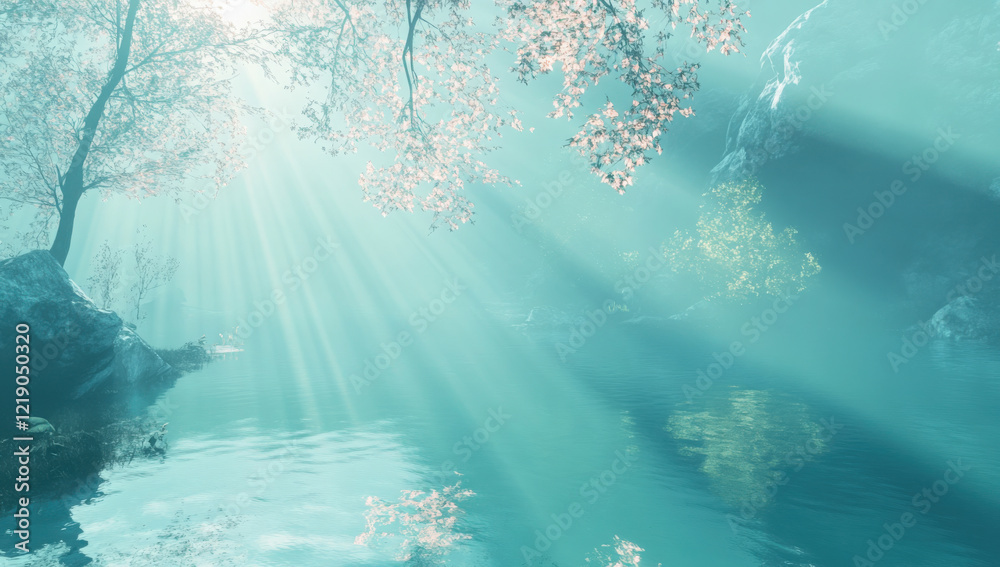 Naklejka premium Nature’s Masterpiece: The Turquoise Gem of Plitvice