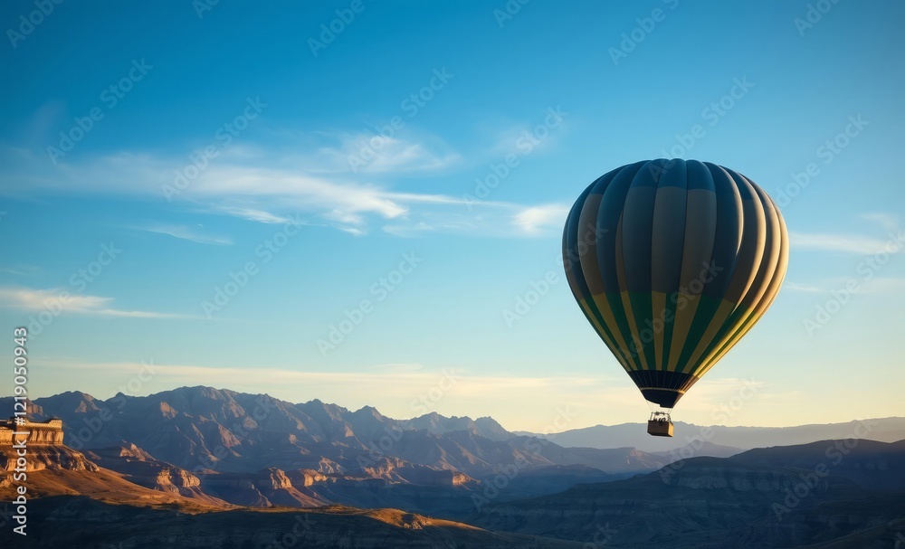 Hot air balloon in the blue sky over the mountains balloon background balloon background party holiday celebration decoration Hot air balloon in the blue sky over the mountains balloon background balloon background party holiday celebration decoration