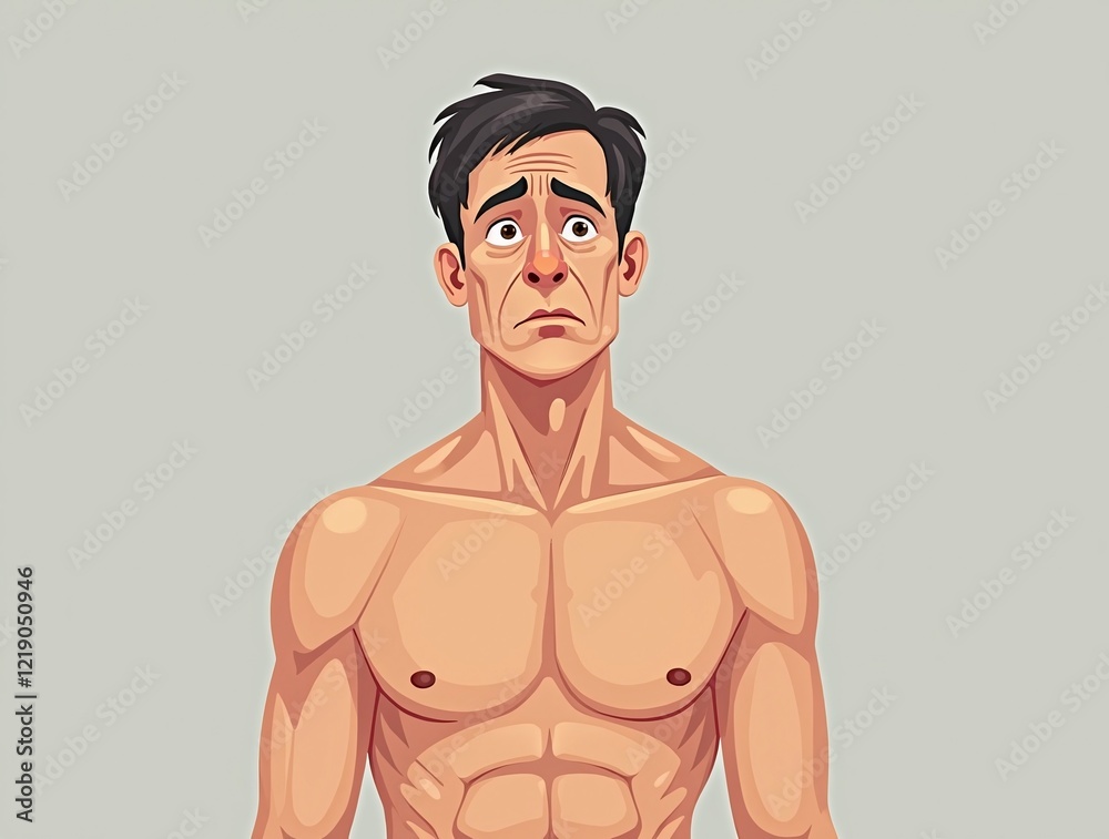 Fototapeta premium illustration of a middle-aged man's torso against a clean