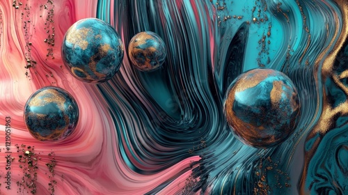 Cosmic Harmony: A Vibrant Journey Through Abstract Planetary Art and Swirling Textures
