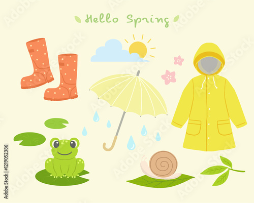 Spring rain clip art illustration