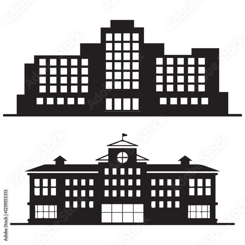 Hospital building silhouette vector, Hospital icon symbol, hospital vector illustration